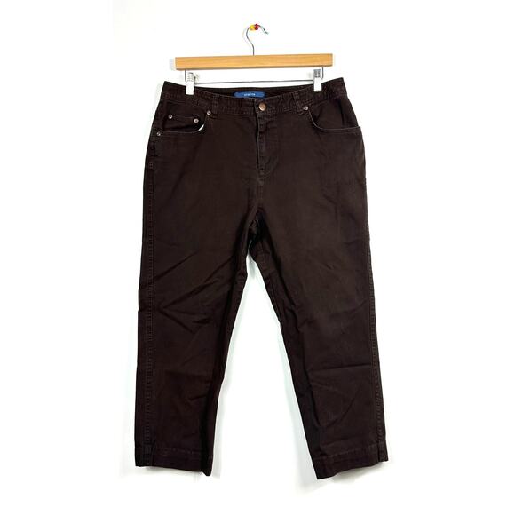 bill blass Pants - Bill Blass Jeans Womens 14 Petite Brown Straight‎ Leg Stretch Pants Capris
